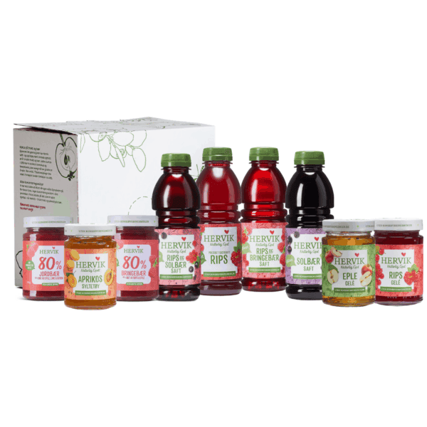 Gaveeske - 9 sorter saft og syltetøy