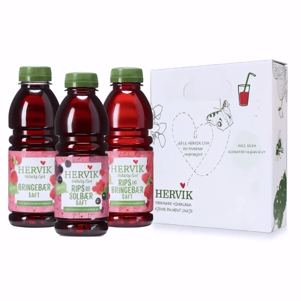 Gaveeske - 3 flasker saft